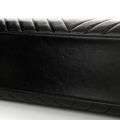 Chanel Calfskin Chevron Quilted Medium Coco Handle Flap Black 13 of 14