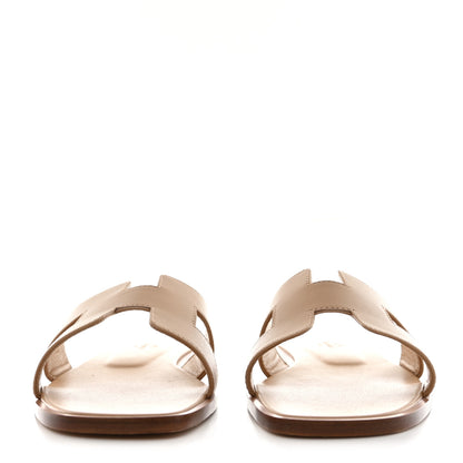 Hermes Box Calfskin Oran Sandals 37.5 Beige Nude 2 of 8