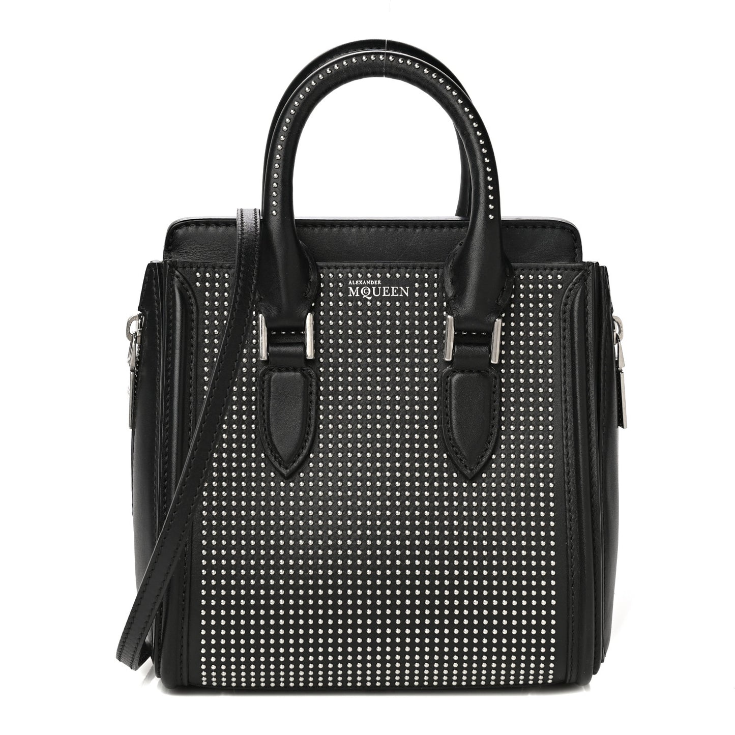 Calfskin Studded Mini Heroine Top Handle Bag Black