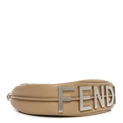 Fendi Vitello Grace Matte Metal Handle Medium Fendigraphy Hobo Bag Beige Amido 4 of 10