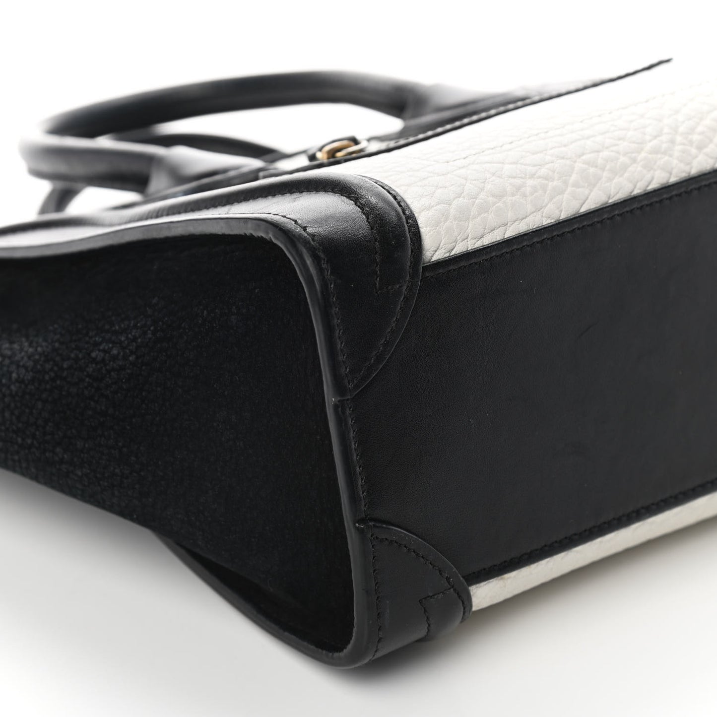 Bullhide Calfskin Nubuck Bi-Color Nano Luggage Black White