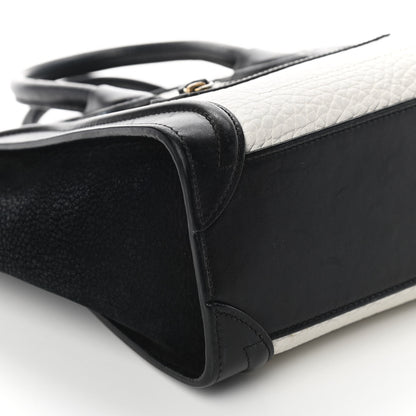 Celine Bullhide Calfskin Nubuck Bi-Color Nano Luggage Black White 11 of 12