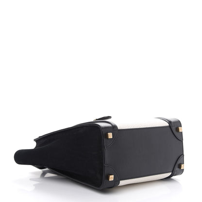 Celine Bullhide Calfskin Micro Bi-Color Luggage Black White 4 of 8