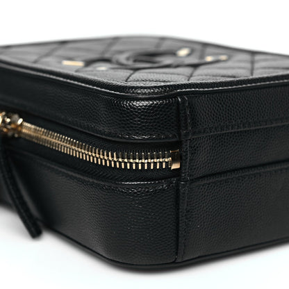 Chanel Caviar Quilted CC North South Filigree Vanity Case Black 9 of 11