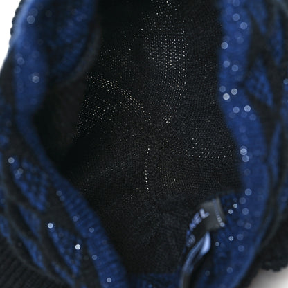 Chanel Cashmere Blend CC Beret Black Navy 8 of 8