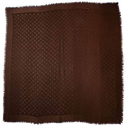 Louis Vuitton Silk Wool Monogram Denim Shawl Chocolate 3 of 4