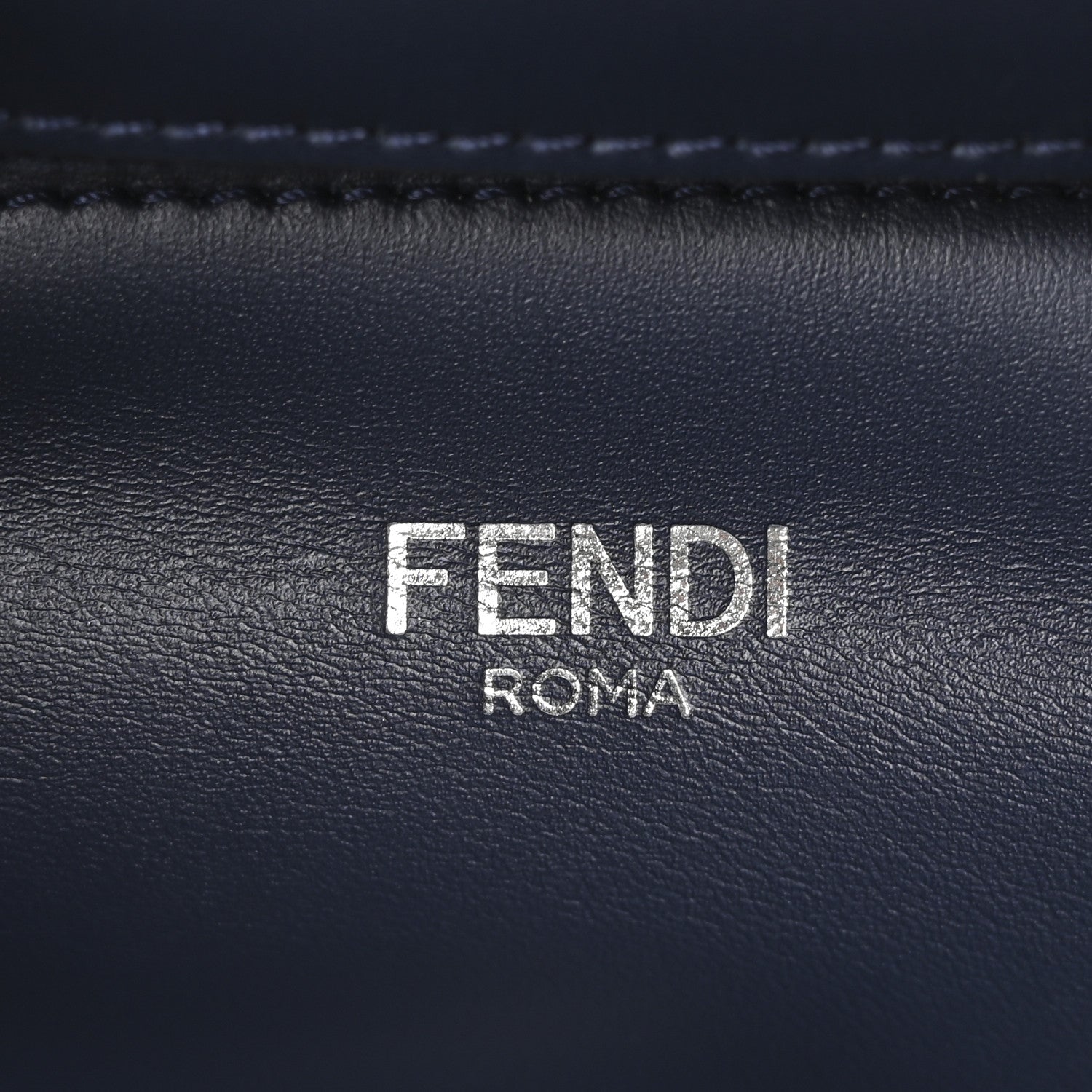 Fendi Cuoio Romano Vitello Cover Glazed Fabric Bi-Color FF 1974 Mini Peekaboo I SEE U Satchel Blue Dark Brown Tobacco Moro 6 of 9