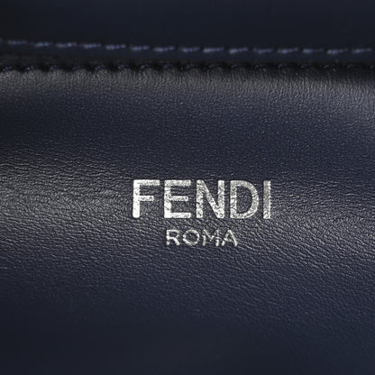 Fendi Cuoio Romano Vitello Cover Glazed Fabric Bi-Color FF 1974 Mini Peekaboo I SEE U Satchel Blue Dark Brown Tobacco Moro 6 of 9