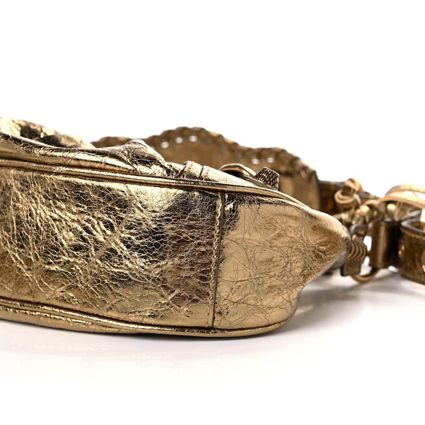 Metallic Agneau Arena Le Cagole Shoulder Bag XS Gold