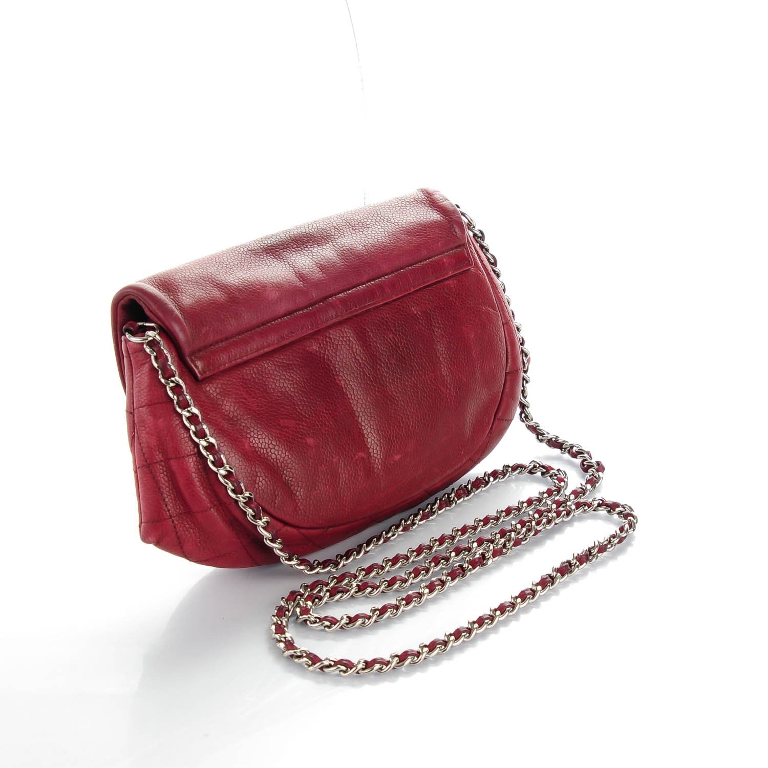 Chanel Caviar Half Moon Wallet On Chain WOC Dark Red 3 of 9