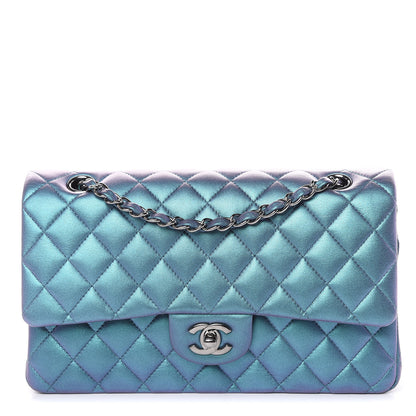 Chanel Metallic Lambskin Quilted Medium Double Flap Turquoise 1 of 14