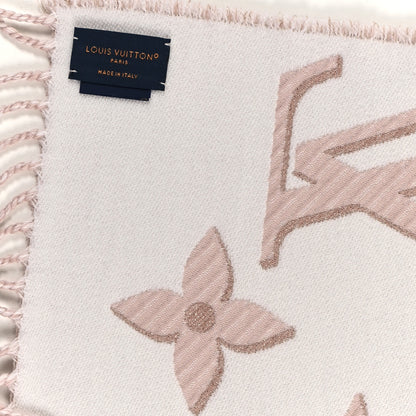 Louis Vuitton Wool Silk Logomania Essential Shine Scarf Pink 3 of 4