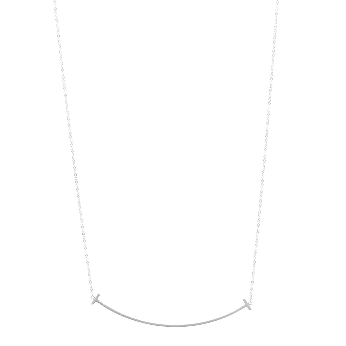 Sterling Silver Large T Smile Pendant Necklace