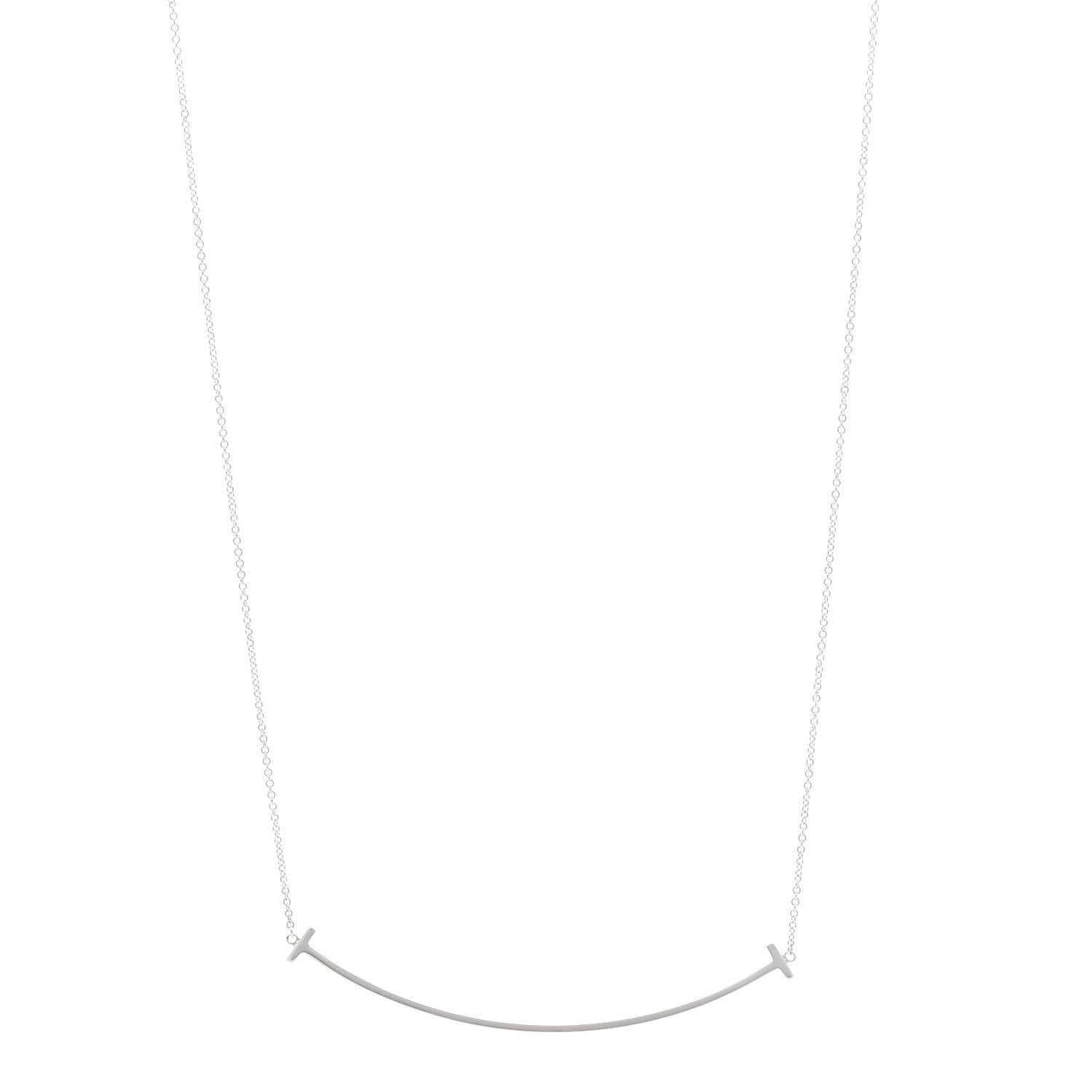 Tiffany Sterling Silver Large T Smile Pendant Necklace 1 of 5