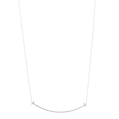 Tiffany Sterling Silver Large T Smile Pendant Necklace 1 of 5
