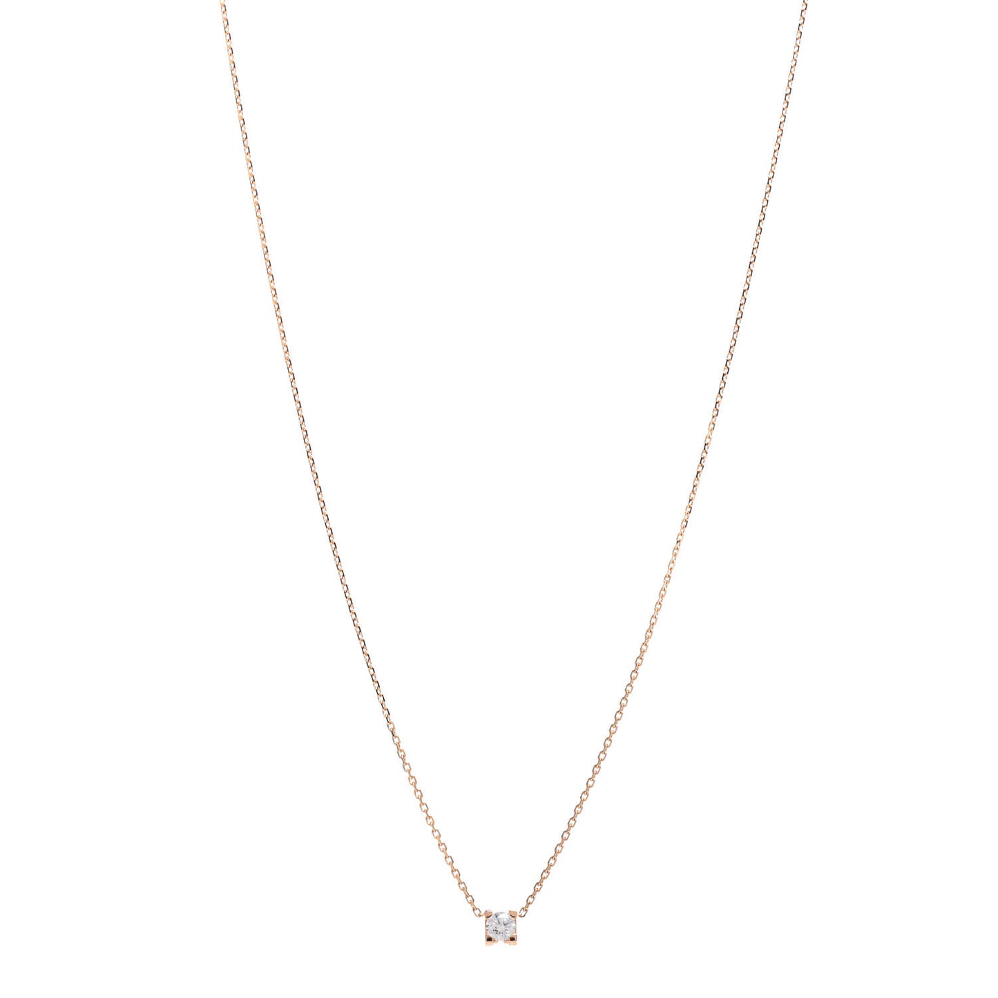 18K Pink Gold Diamond .19ct C de Pendant Necklace