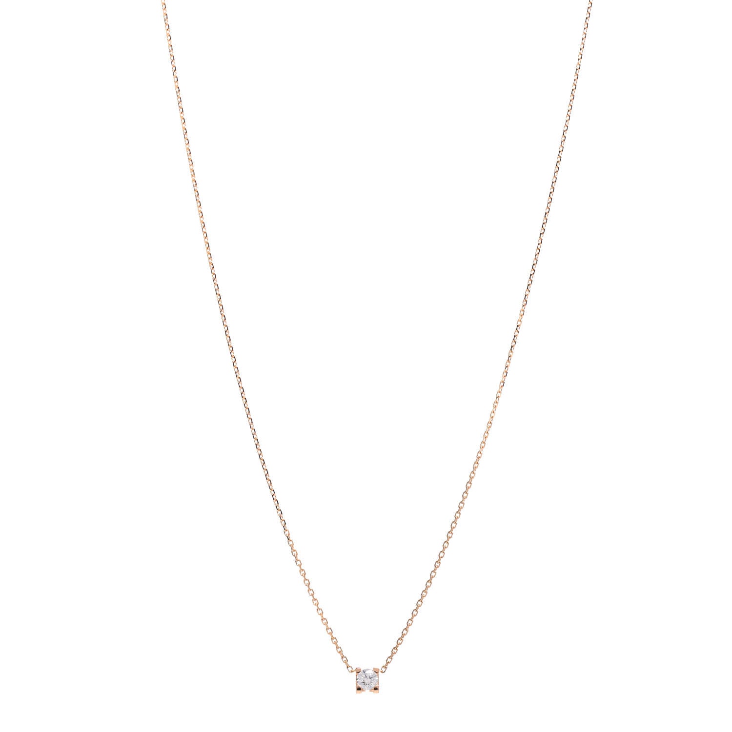 Cartier 18K Pink Gold Diamond .19ct C de Pendant Necklace 1 of 6