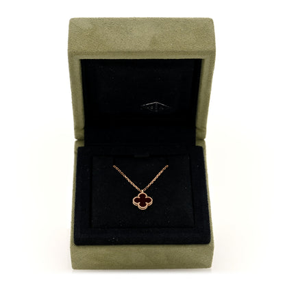 Van Cleef & Arpels 18k Rose Gold Carnelian Sweet Alhambra Heart Pendant Necklace 5 of 5