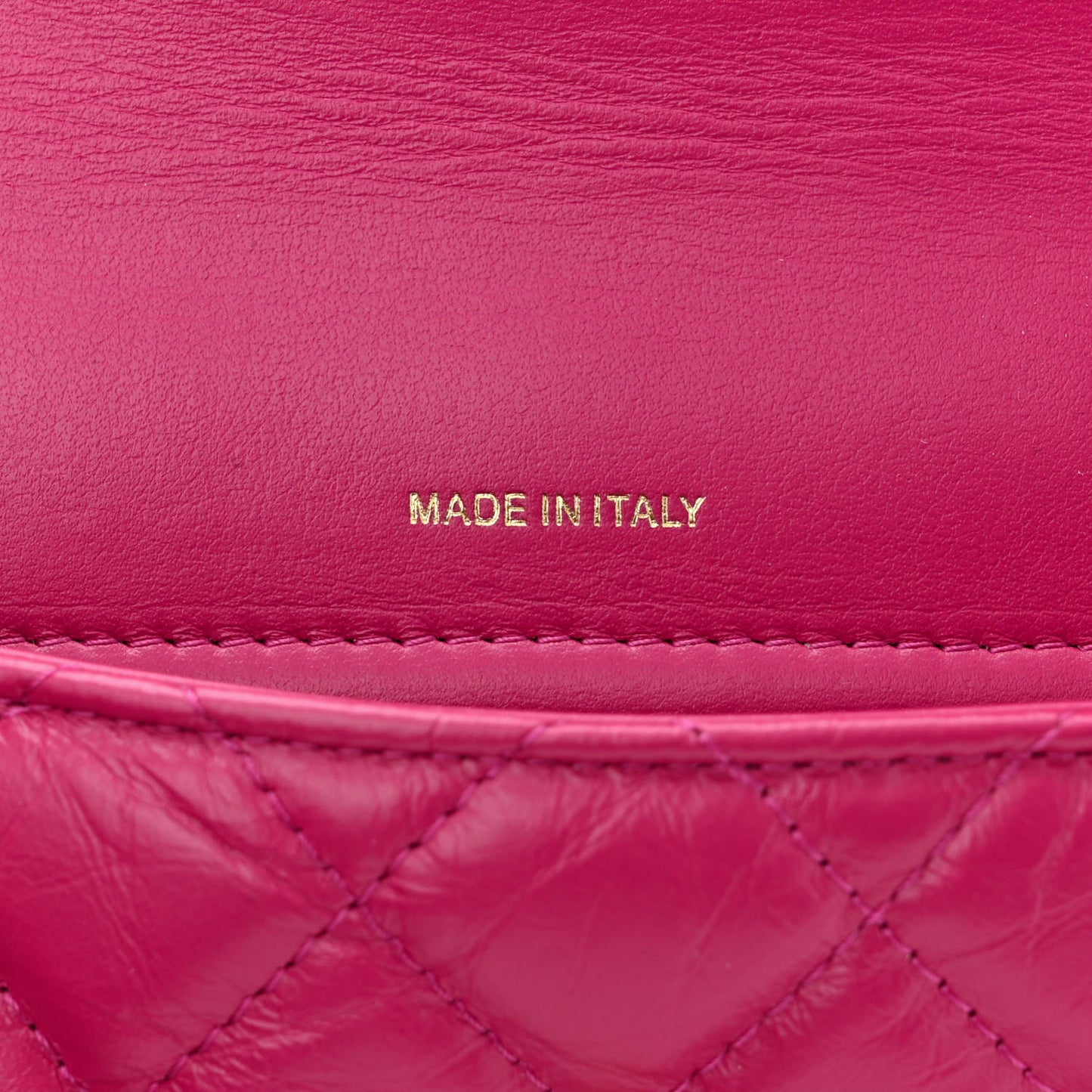 Aged Calfskin Quilted 2.55 Reissue Phone Holder With Chain Fuchsia
