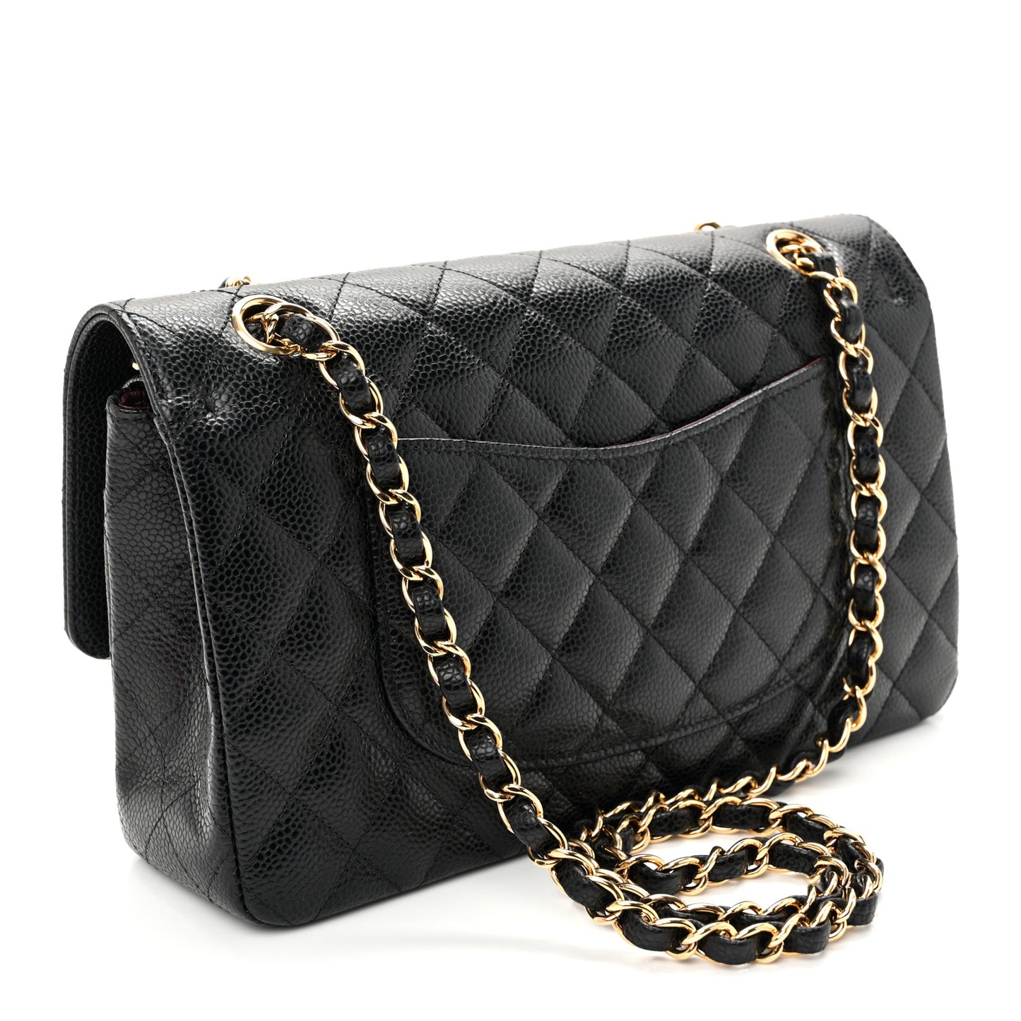 Caviar Quilted Medium Double Flap Black