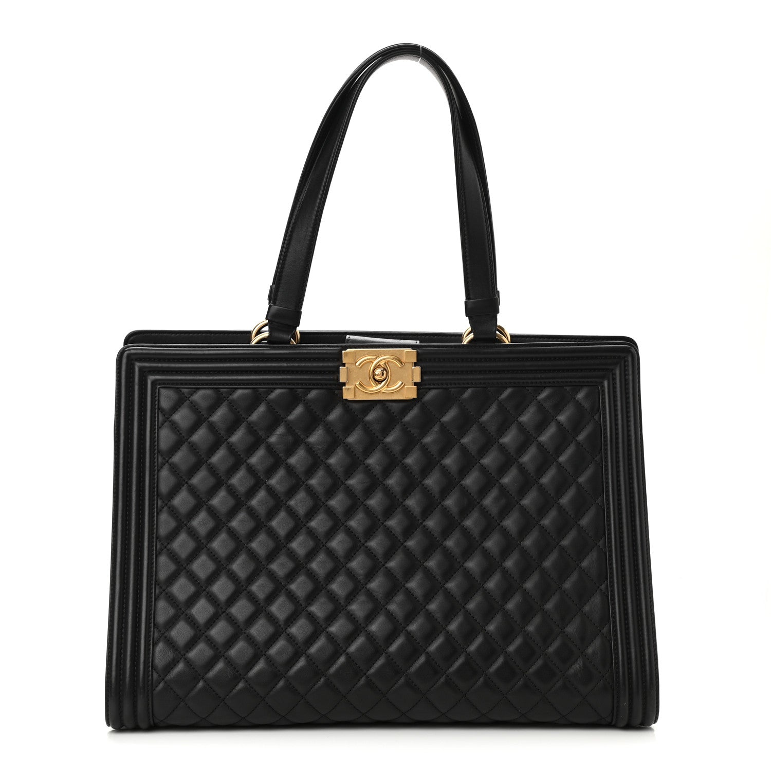 Chanel Calfskin Quilted Boy Shopping Tote Black 1 of 10