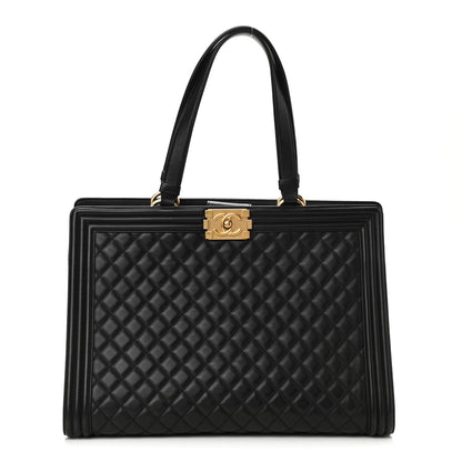 Chanel Calfskin Quilted Boy Shopping Tote Black 1 of 10