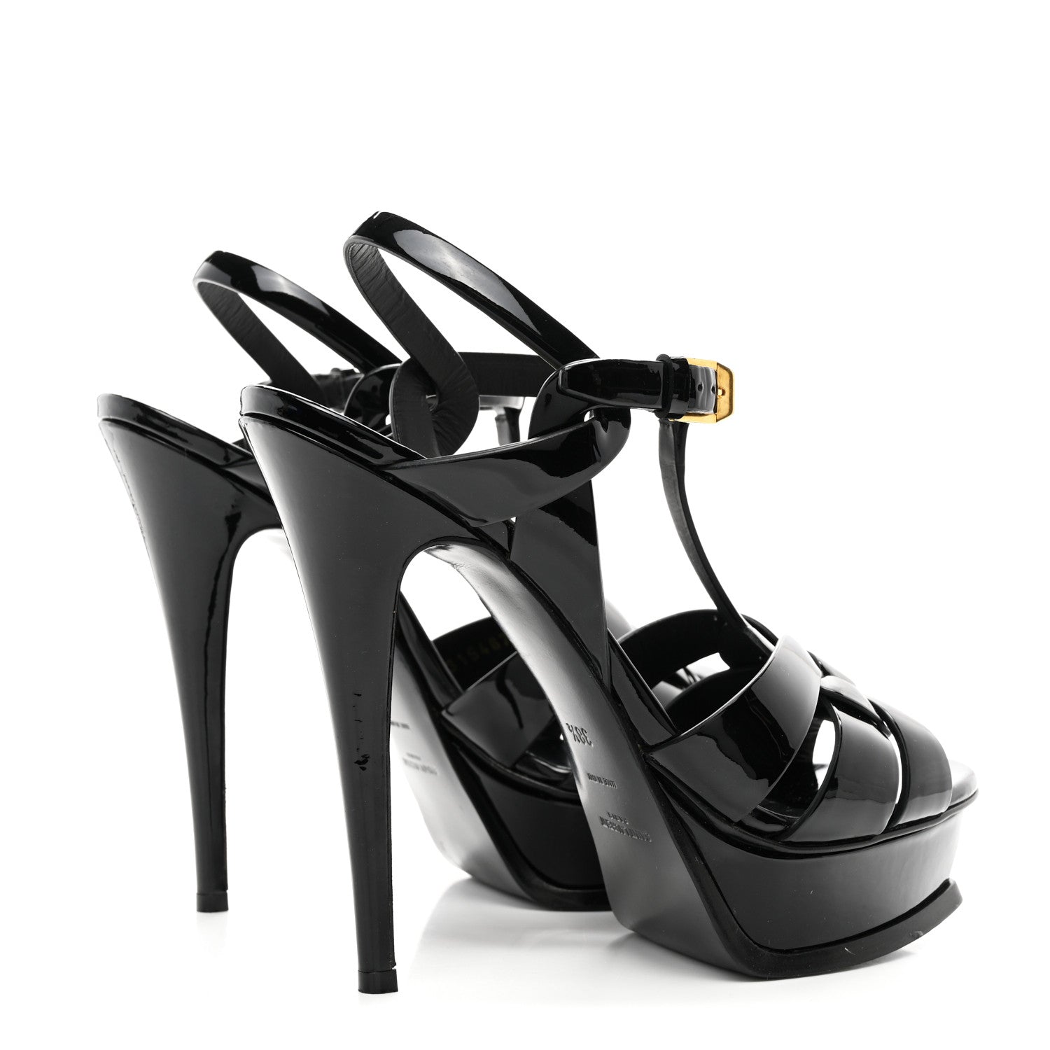 Saint Laurent Patent Tribute 105 Platform Sandals 38.5 Black 4 of 10