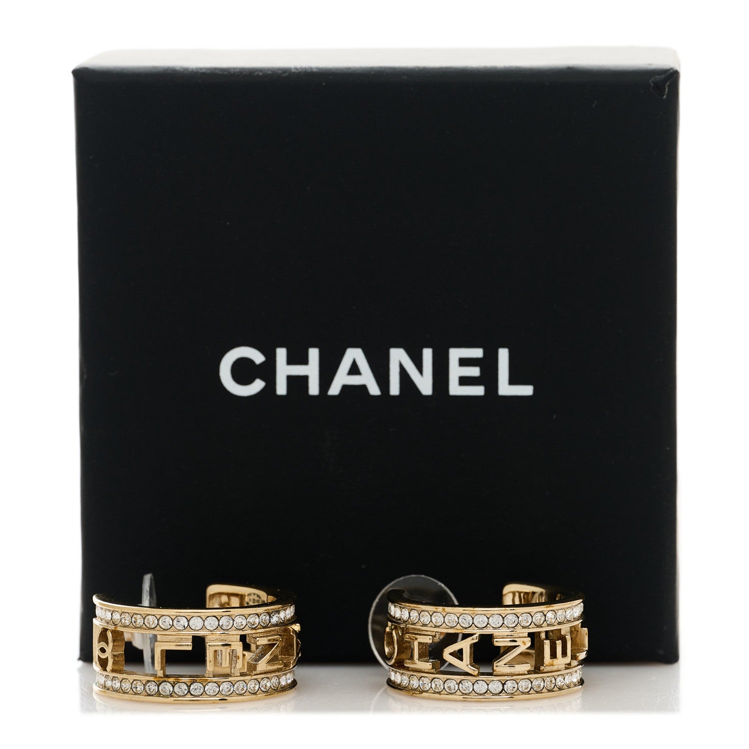 Chanel Metal Crystal Bow-tiful CC Hoop Earrings Gold 5 of 5