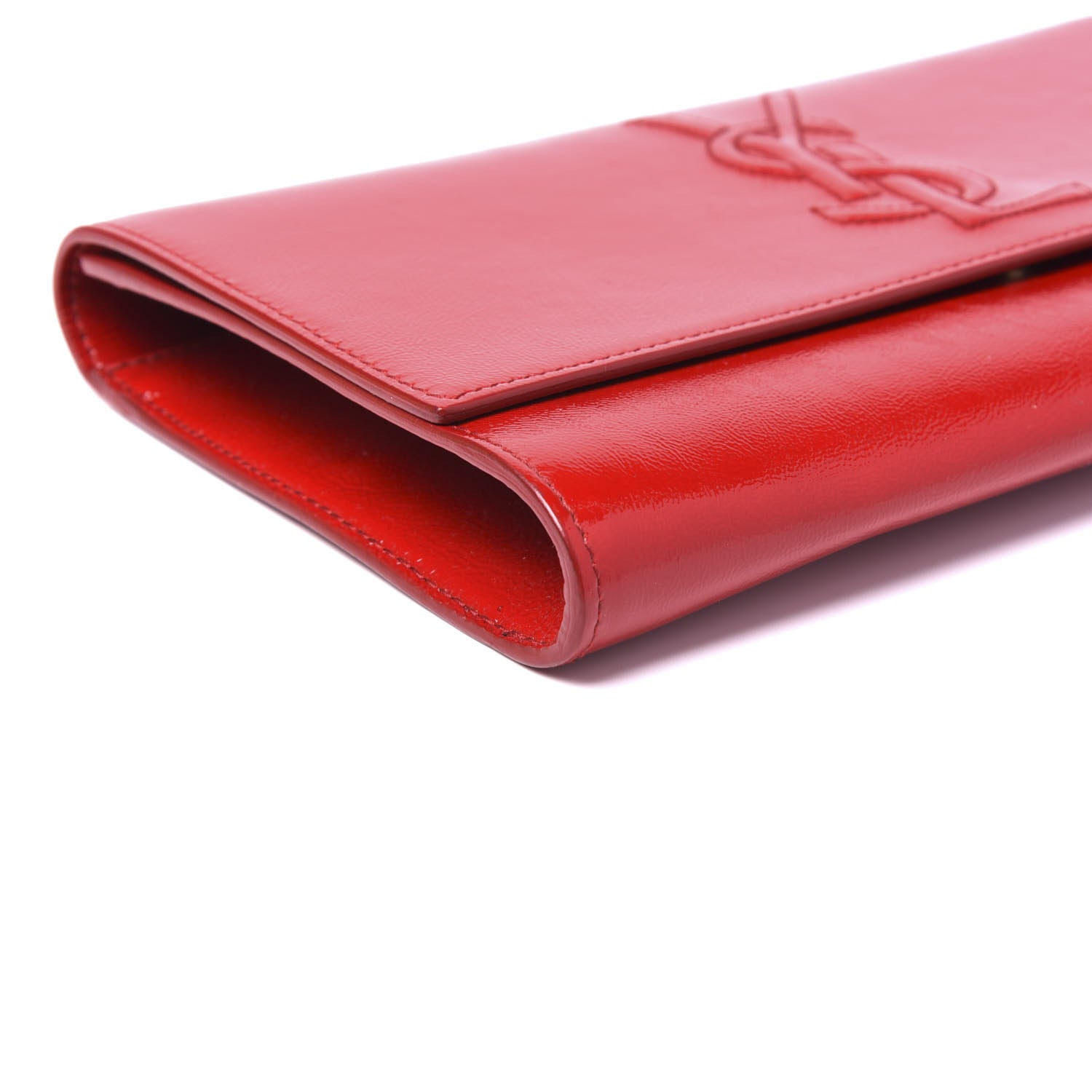 Saint Laurent Textured Patent Monogram Large Belle De Jour Clutch Red 5 of 8