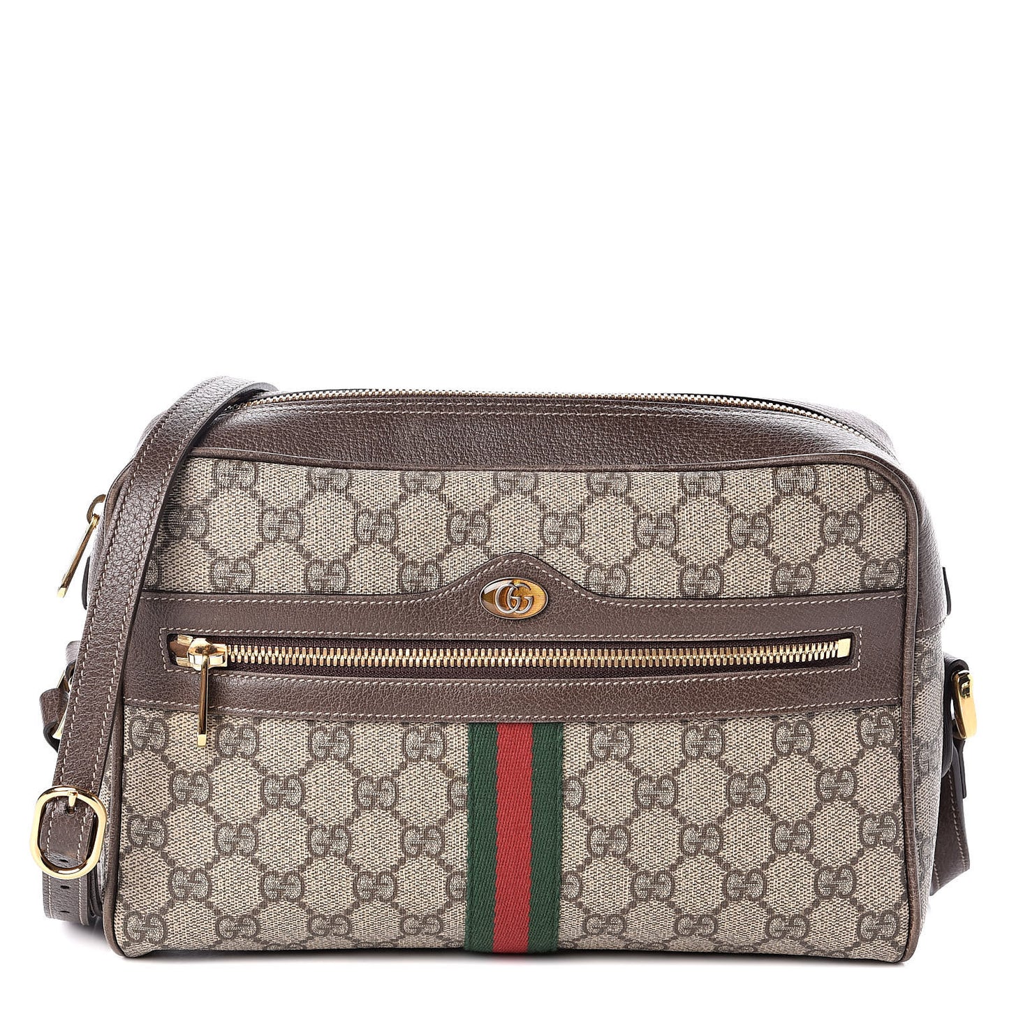 GG Supreme Monogram Web Small Ophidia Shoulder Bag Brown