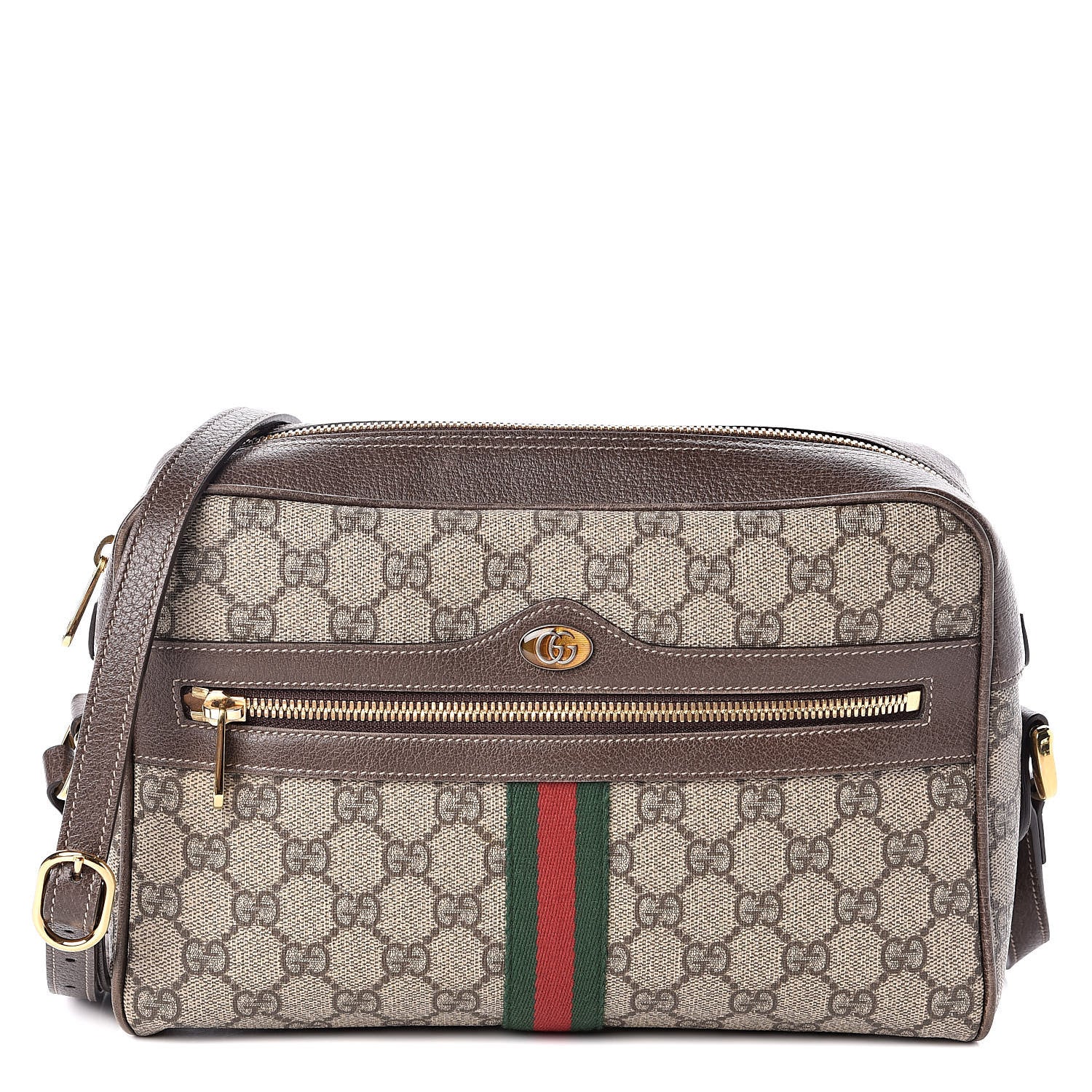 Gucci GG Supreme Monogram Web Small Ophidia Shoulder Bag Brown 1 of 10