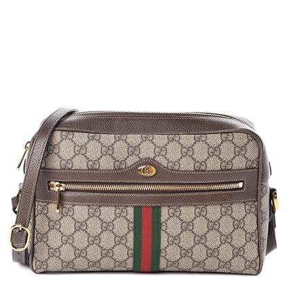 Gucci GG Supreme Monogram Web Small Ophidia Shoulder Bag Brown 1 of 10