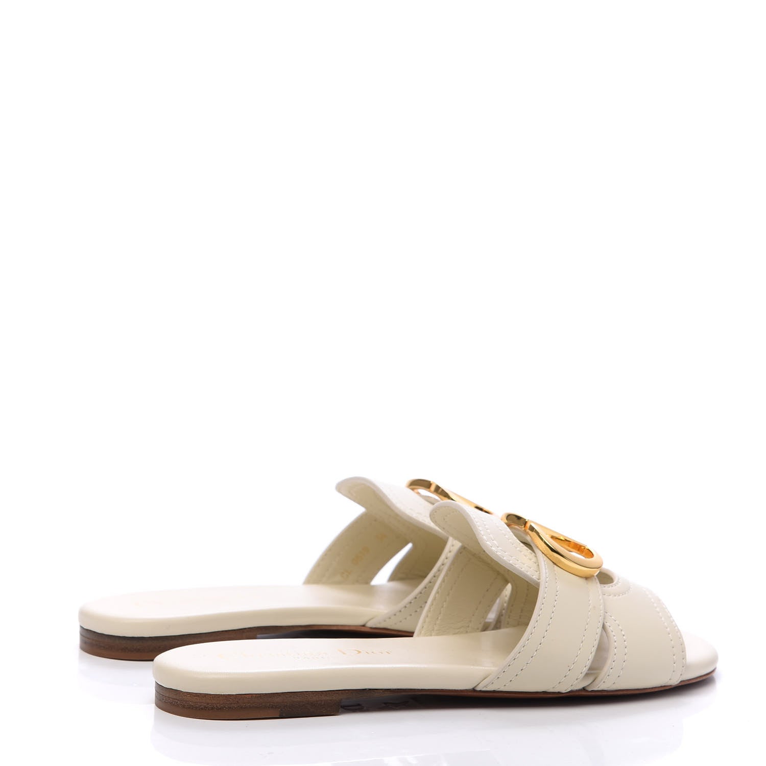 Christian Dior Calfskin 30 Montaigne Flat Slide Sandals 34 White 4 of 8
