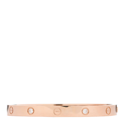 Cartier 18K Pink Gold 4 Diamond LOVE Bracelet 18 2 of 6