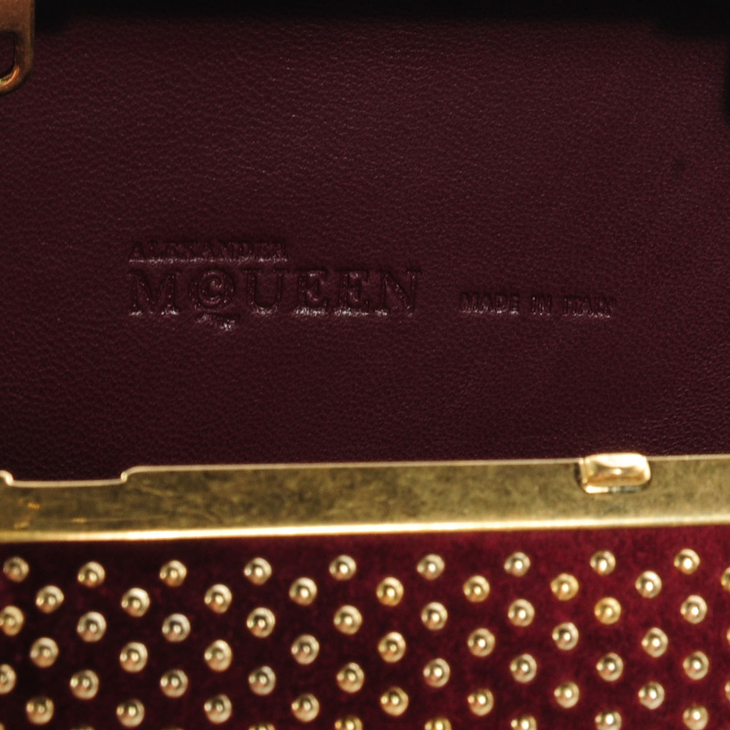Studded Suede Skull Box Clutch Red
