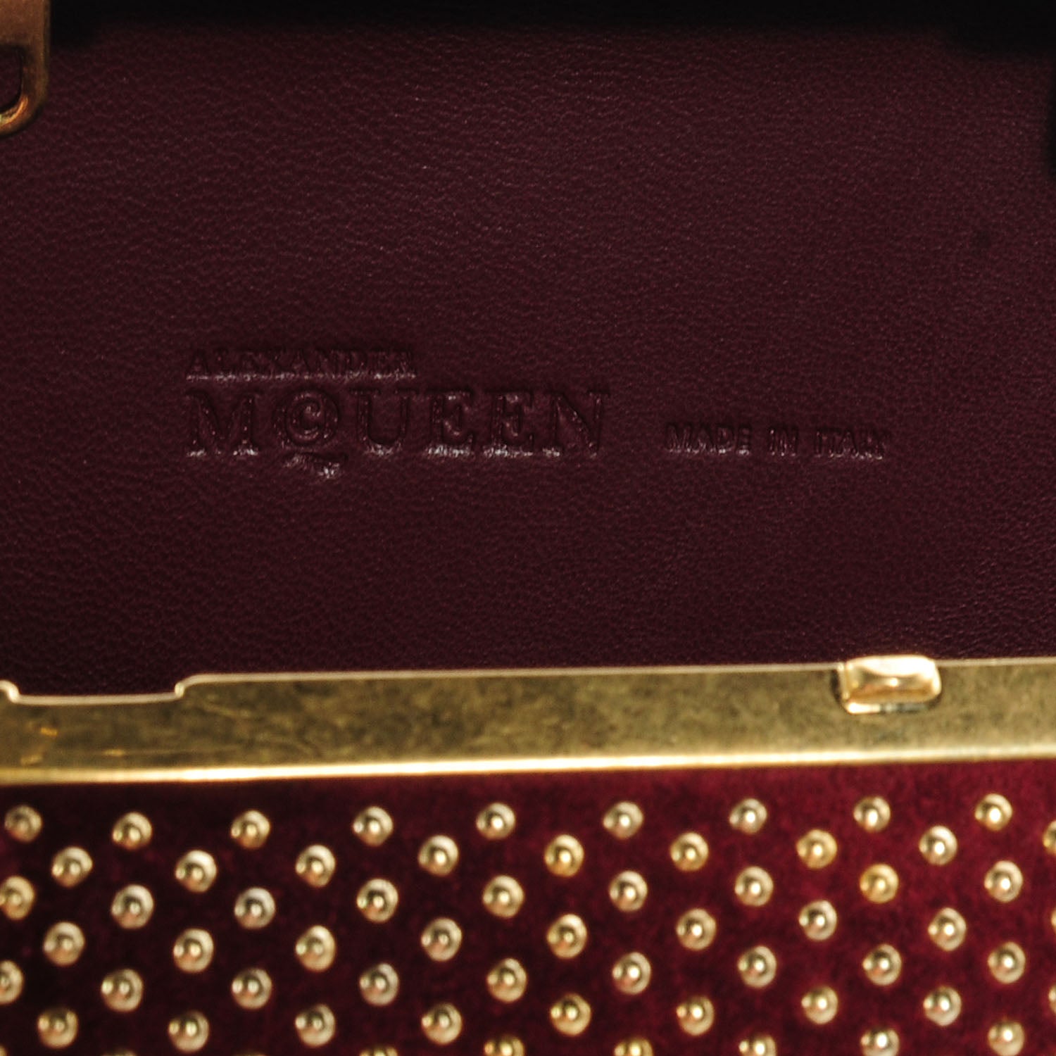 Alexander McQueen Studded Suede Skull Box Clutch Red 6 of 7
