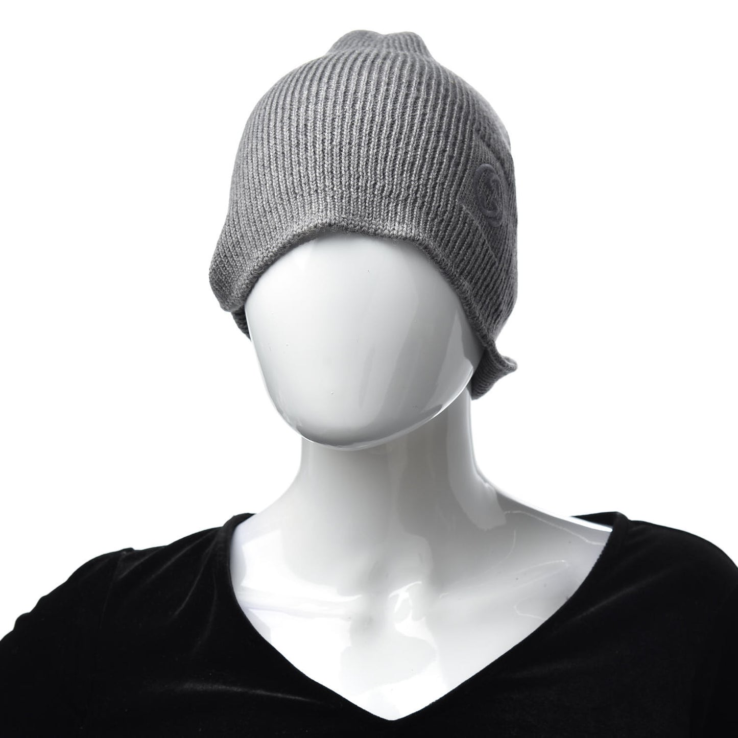 Wool Tricot Interlocking G Simple GG Beanie Hat M Graphite