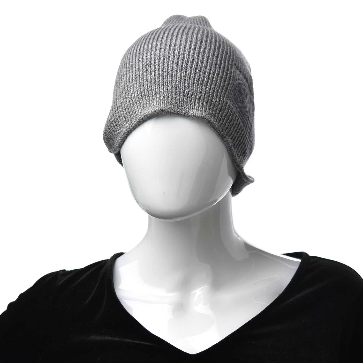 Gucci Wool Tricot Interlocking G Simple GG Beanie Hat M Graphite 2 of 4