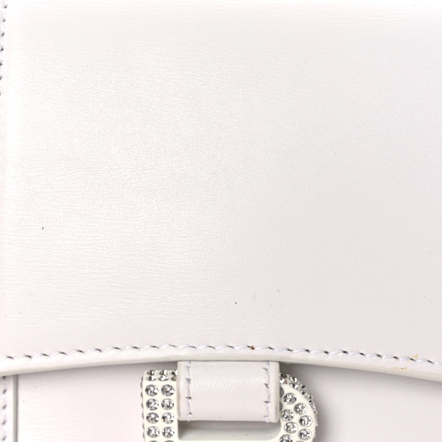 Shiny Box Calfskin Strass Hourglass Chain Bag White