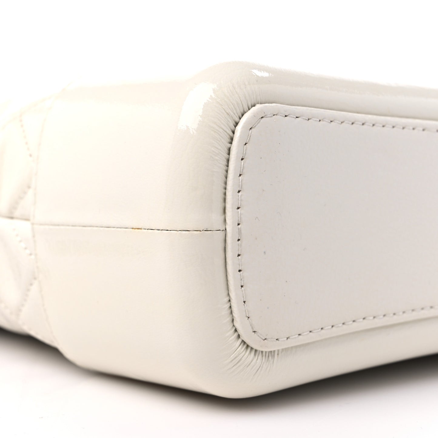 Patent Goatskin Quilted Medium Gabrielle Hobo White