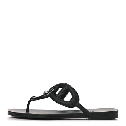 Hermes Rubber Womens Egerie Sandals 36 Black 1 of 8