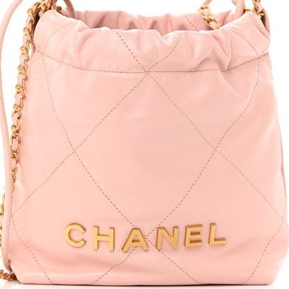 Chanel Shiny Calfskin Quilted Mini Chanel 22 Rose Clair 8 of 12