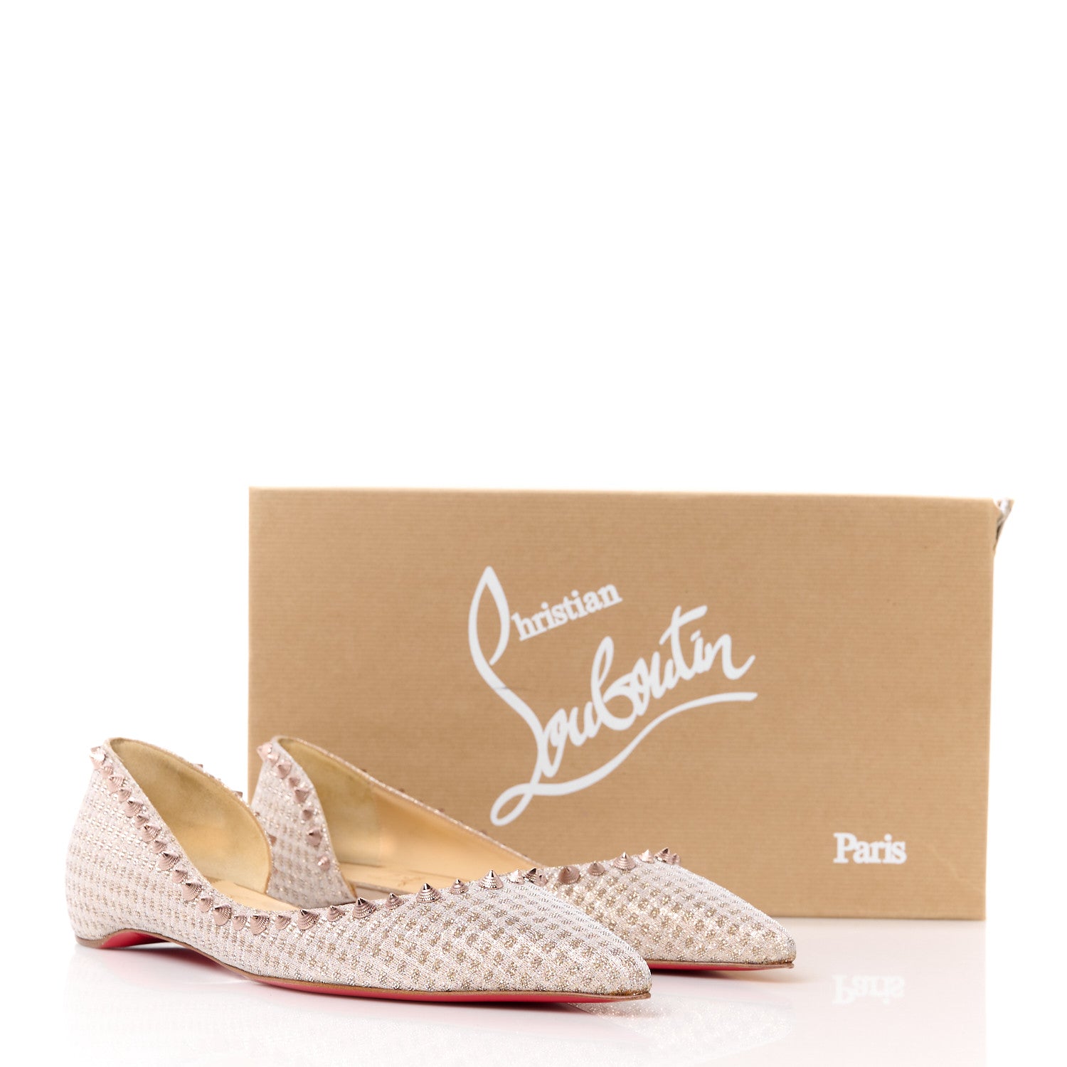 Christian Louboutin Lurex Irishell Flats 39 Nude 8 of 8