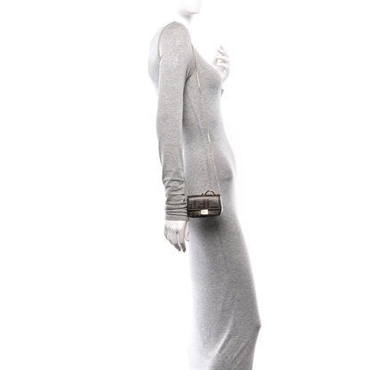 Fendi Glazed Fabric FF 1974 Nano Baguette Charm Mogano Panna 2 of 12