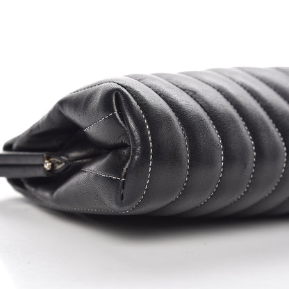 Chanel Lambskin Vertical Quilted Mademoiselle Clutch Black 11 of 14