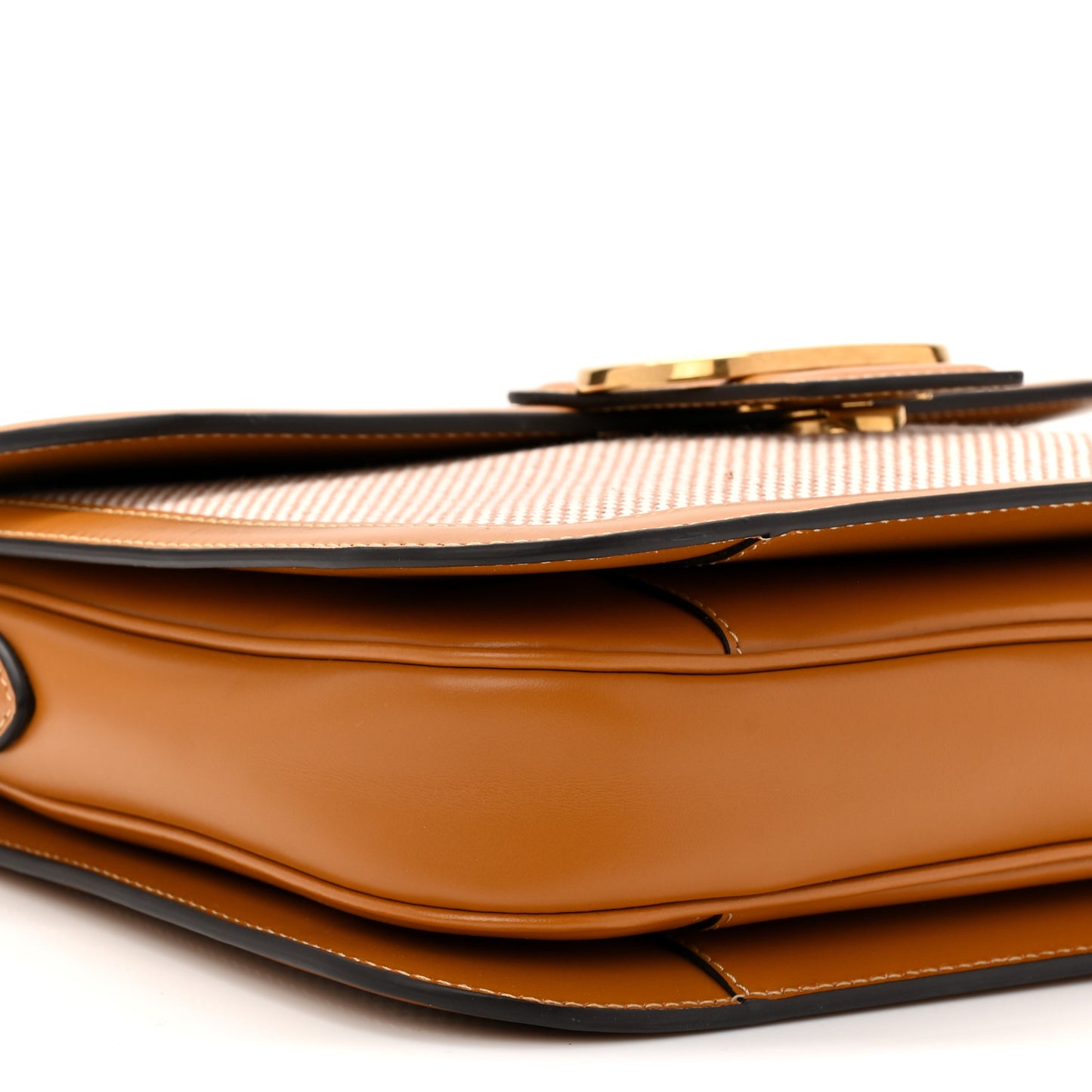 Smooth Calfskin Canvas 9to5 Shoulder Bag Natural Golden