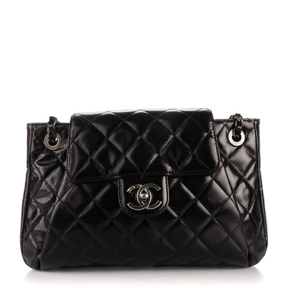 Chanel Glazed Calfskin Quilted Accordion Flap Black 1 of 7