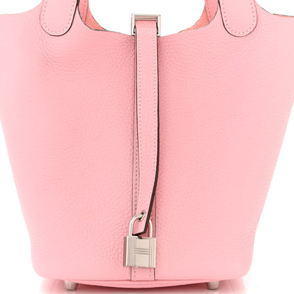 Hermes Taurillon Clemence Picotin Lock 18 PM Rose Sakura 7 of 10