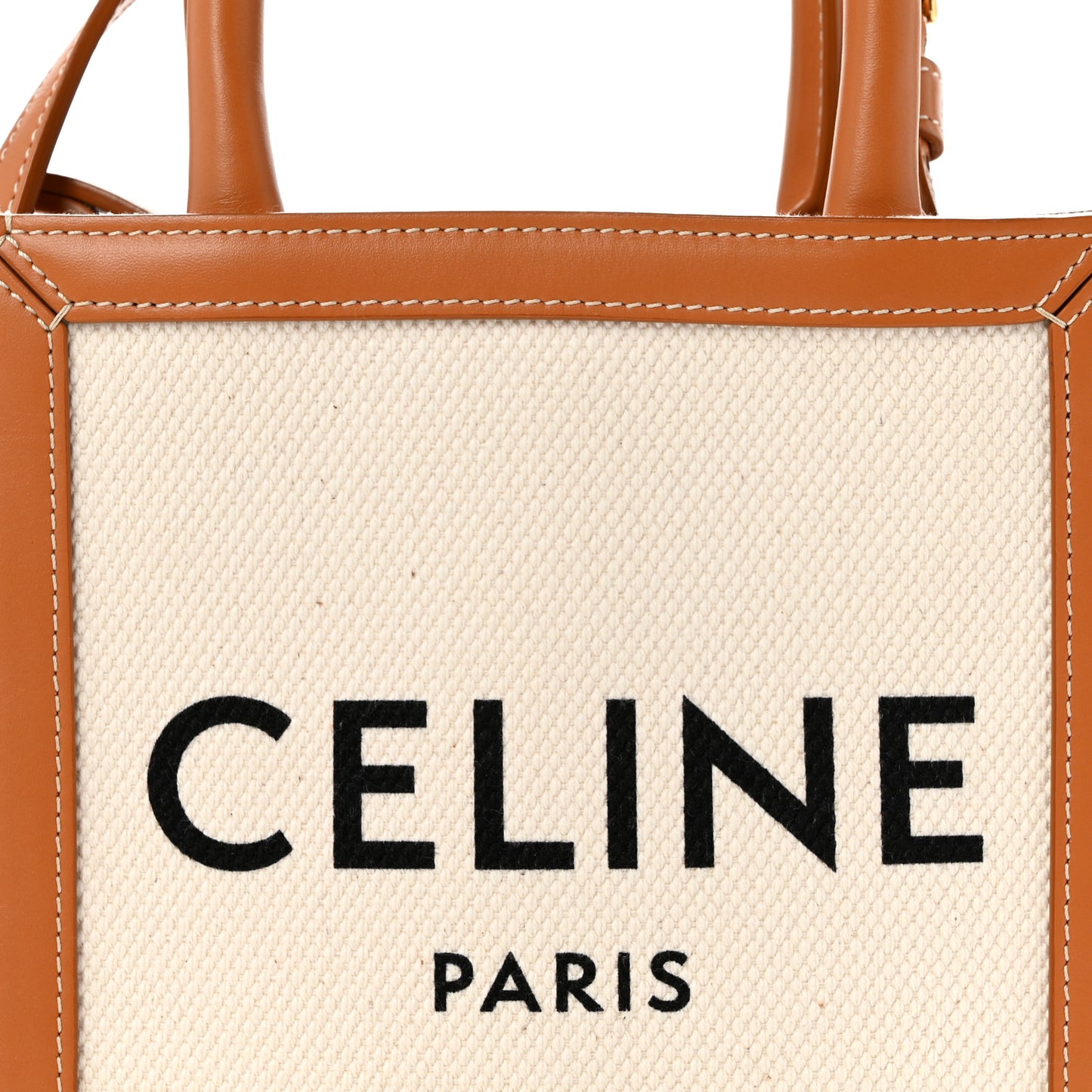 Canvas Calfskin Mini Vertical Cabas Natural Tan