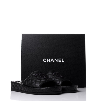 Chanel Lambskin Quilted CC Mules Sandals 38 Black 11 of 11